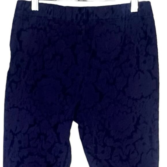 Anthropologie Mid-Rise Velvet Pants Stretch Ankle Crop Skinny Trousers Blue Sz 8 - Picture 4 of 10